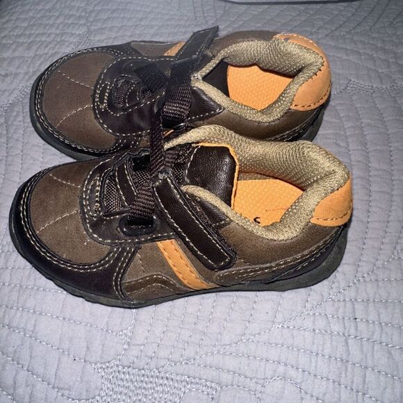Smart Fit Brown & Orange Toddler Boy Easy‎ On Shoes, Size 5 - Picture 2 of 6